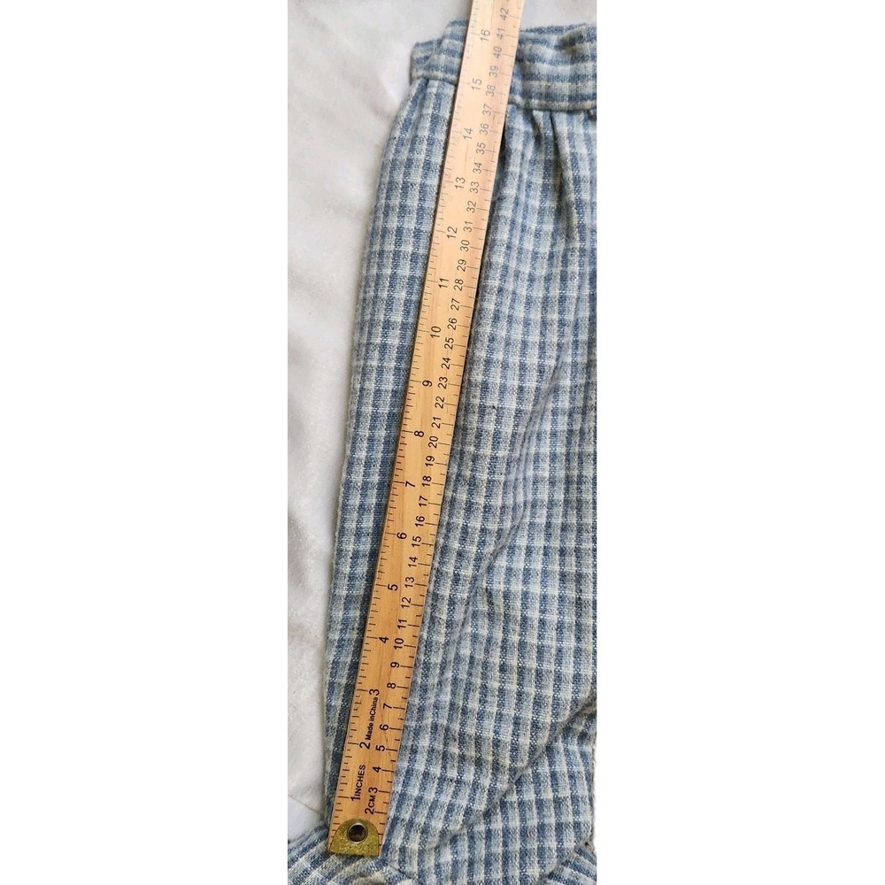Vintage Handmade Plaid Duster Coat Blue Mid Length Pockets Soft Academia Women's - Picture 8 of 8